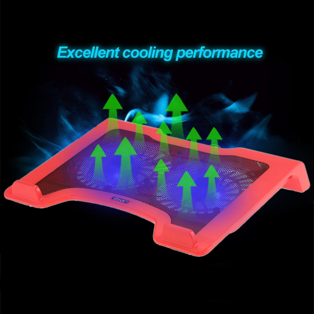 iDock Laptop USB Cooler Pad Cooling Base Chill Mat Radiator with Two 140mm LED Fans for 12-16 Notebook 3 Colors