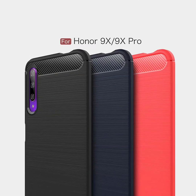 New Arrival Shockproof Carbon Fiber Case Cover for Huawei honor 9X Pro TPU+PC case