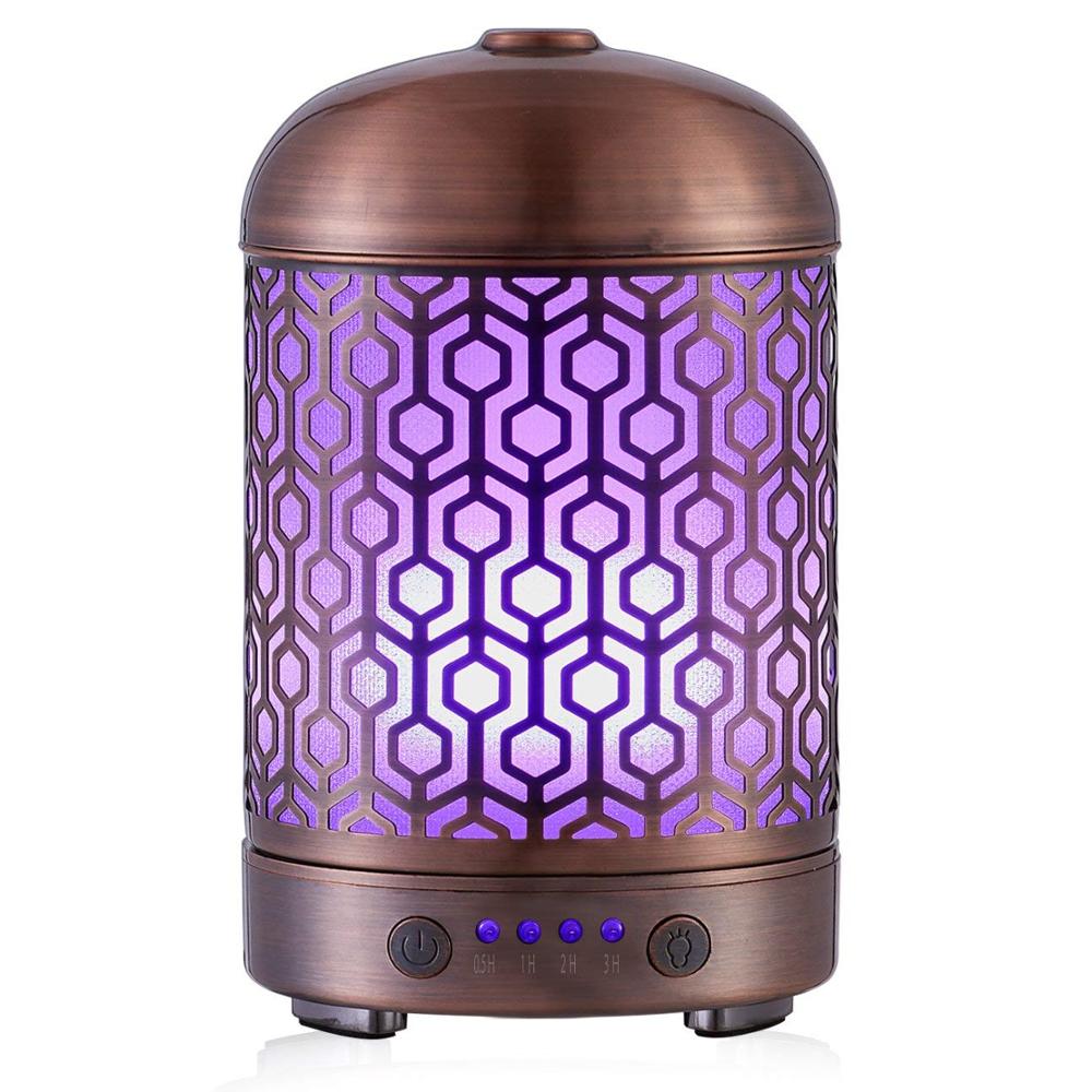100ml Metal Aroma Diffuser with Colorful LED spa room diffuser, air freshener, humidifier tiffany bloom perfume Diffuser