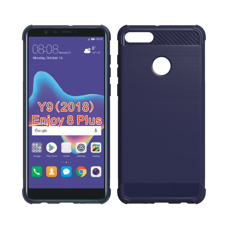 New Arrival Carbon Fiber Tpu case For Huawei Y9 2018 brushed tpu soft cover For Huawei Enjoy 8 plus