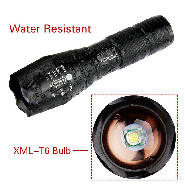 2000 Lumen Handheld Flashlight LED XML T6 Water Resistant Camping Torch Adjustable Focus Zoom Tactical Flashlight