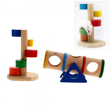 Rustic Wooden Seesaw Cask Scaling Ladder Toy for Rat Hamster Mouse