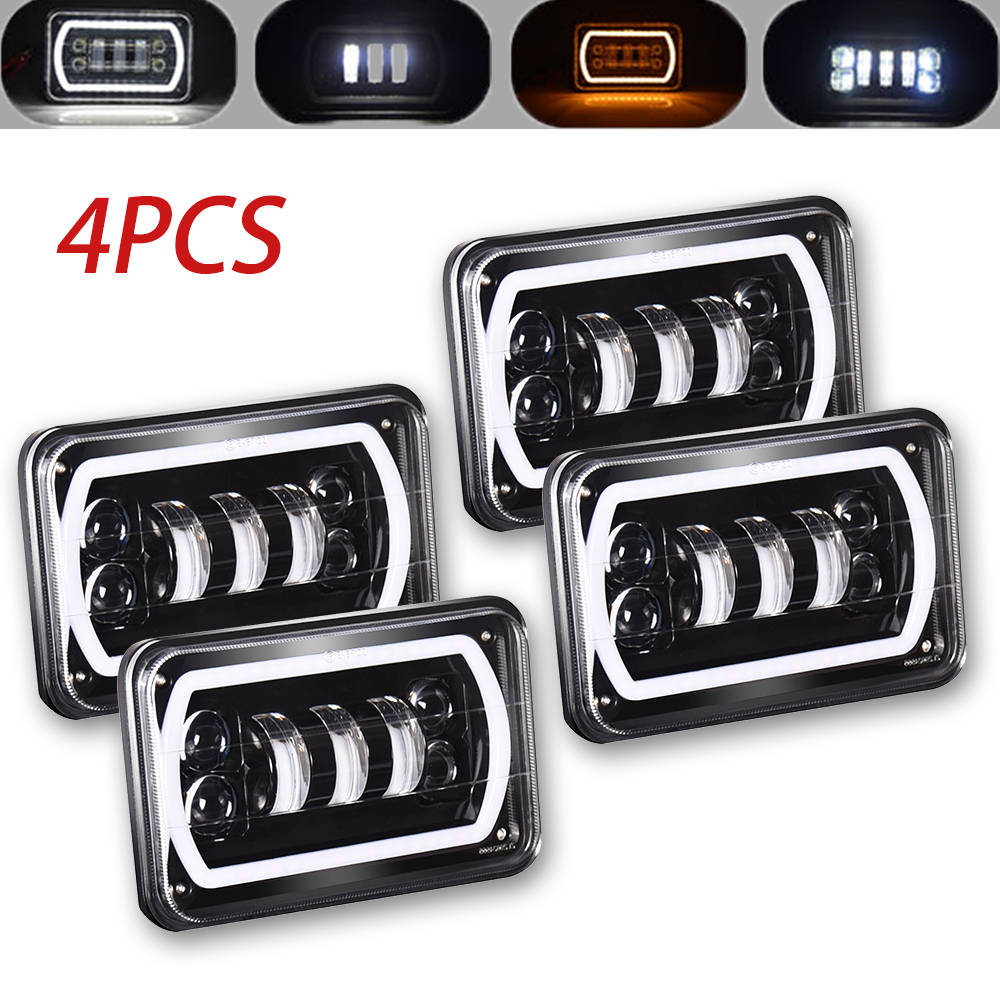 Auto Square Headlamp IP68 high low Beam Angel Eye 45W Truck 4X6 Led Car Headlight