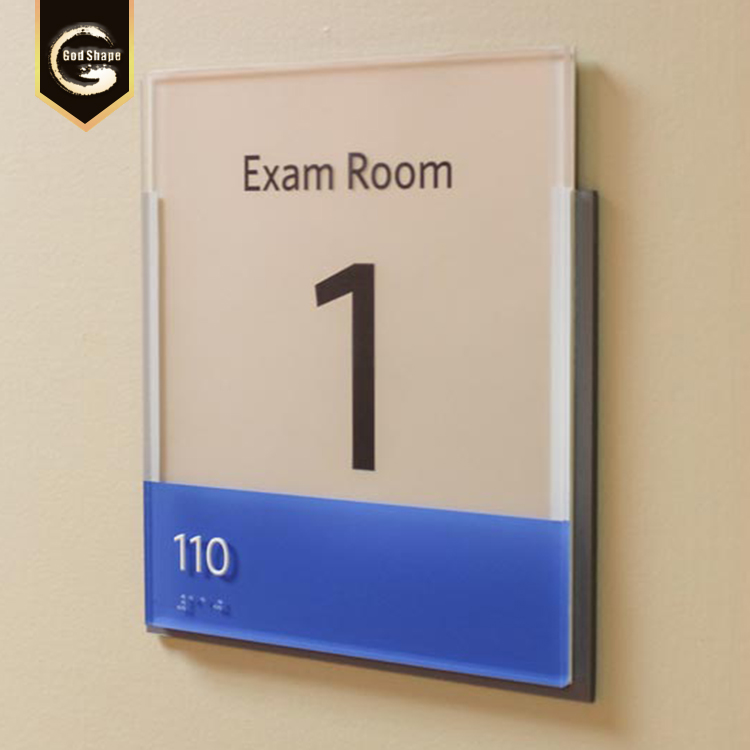 GS  New design decorative front door name plates doorplates for hotel office room ID plaque braille sign