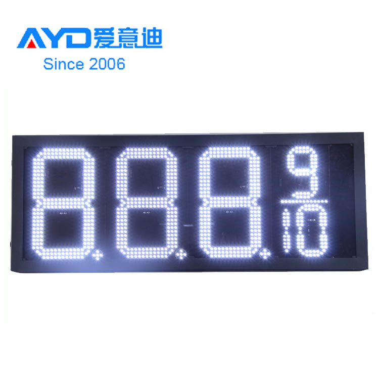 18 Inch Wholesale LED Gas Price Signs 7 Segment IP65 Outdoor Use White LED Gas Price Adjustable by Remote