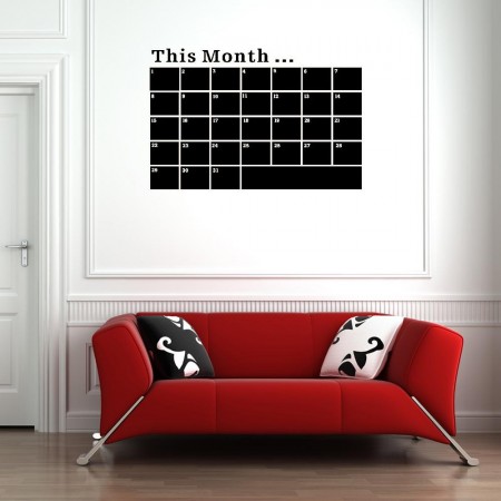 Monthly Planner Calendar Blackboard Removable Wall Sticker Chalk Board Decal