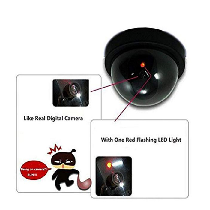 Camera Dummy Security CCTV Dome Camera with Flashing Red LED Light with Warning Security Alert