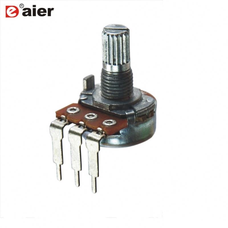 WH148-1A-4-18T metal shaft rotary audio potentiometer with 3 bent pins