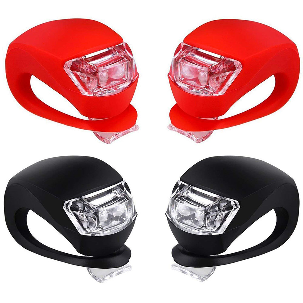 Portable Mini Silicone Rubber Super Bright Front Tail Safety Bicycle Accessory Red Emergency Warning Flash Lamp 2 LED Bike Light