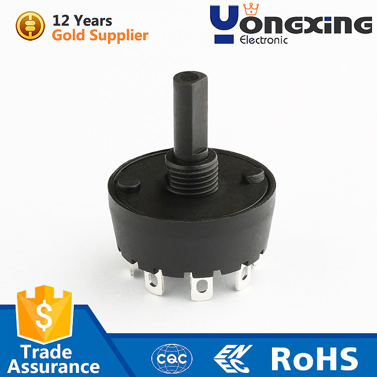 Hot sale 6a 250vac black multi 7 position rotary potentiometer switch