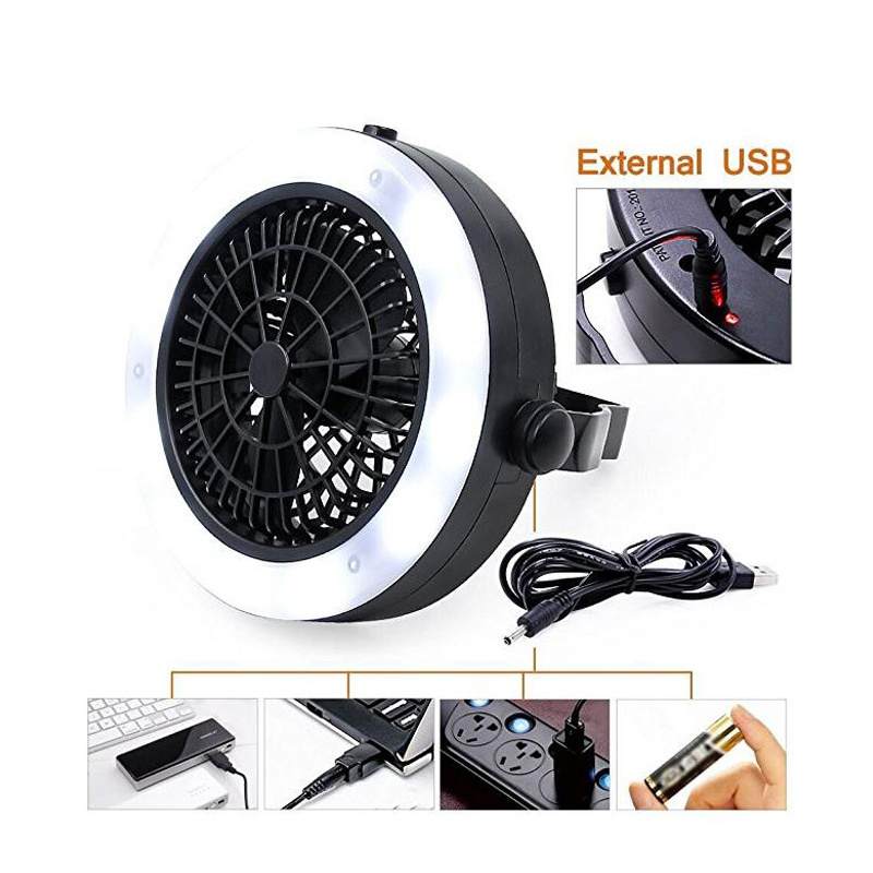 Ningbo high quality battery operated portable 12LED camping light with fan for camping emergency