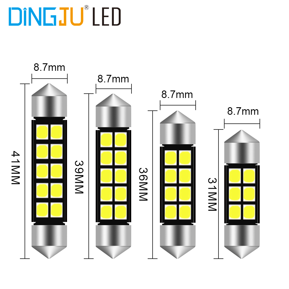 Factory price newest festoon auto interior lamp car  led 12v C5W canbus 2835 10SMD 31mm 36mm 39mm 41mm reading light with fair