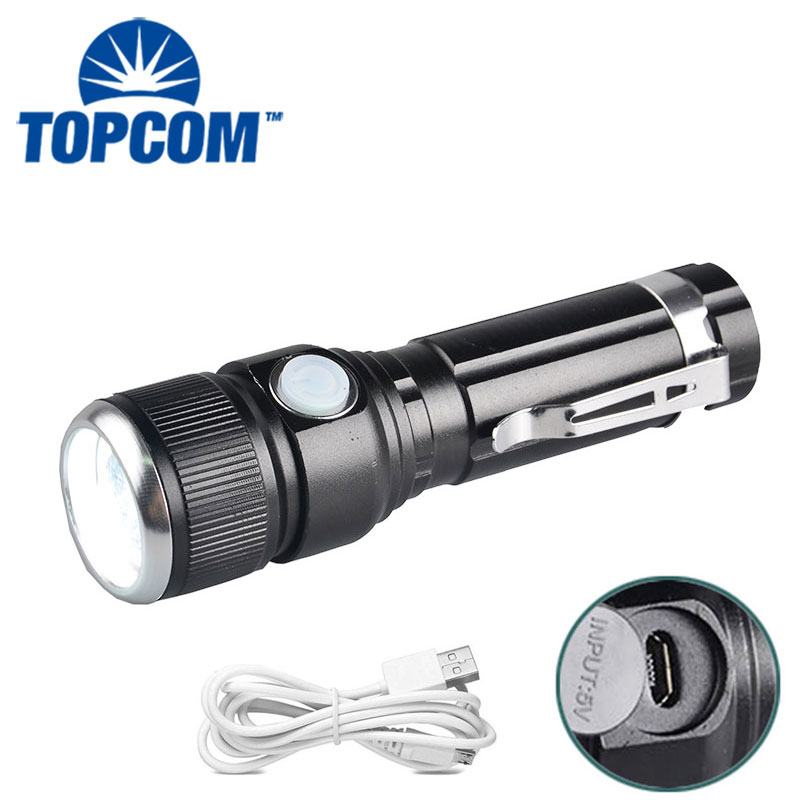 USB Cable Portable Rechargeable USB Tactical Torch Flashlight For Hiking Camping