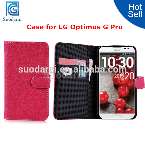 OEM Printing Logo Wallet Leather Case for LG Optimus G Pro