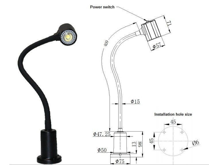 ONN-M3R 24v led magnetic gooseneck work light for lathe machine
