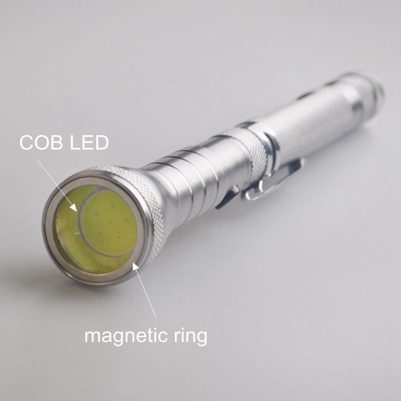 Flexible Extendable COB Led Telescopic Flashlight Torch With Magnetic Head Pick Up Tool