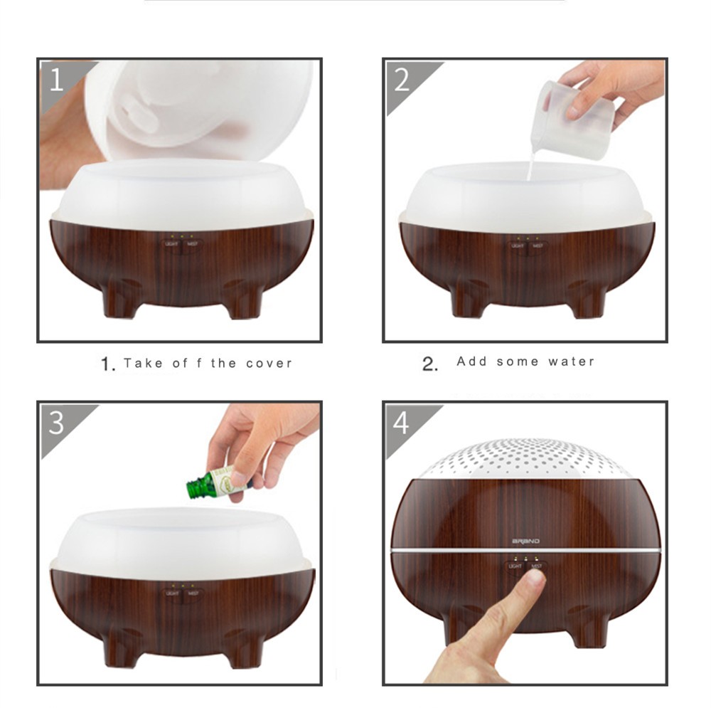 PP and ABS plastic 300ml wood grain ultrasonic essential oil diffuser with private label for OEM/ODM