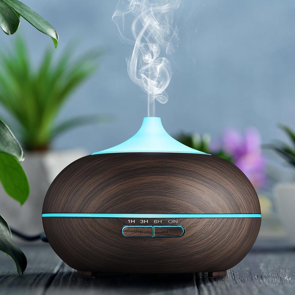 Walmart Nebulizer 350ml Wooden Ultrasonic Aromatherapy Machine,Electric Essential Oil Diffuser With LED Lights