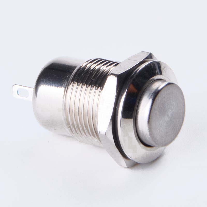 12MM Metal Button Switch Latching Power Push Button Flat High Head Self 1NO momentary latching type 2PIN Car System Home use