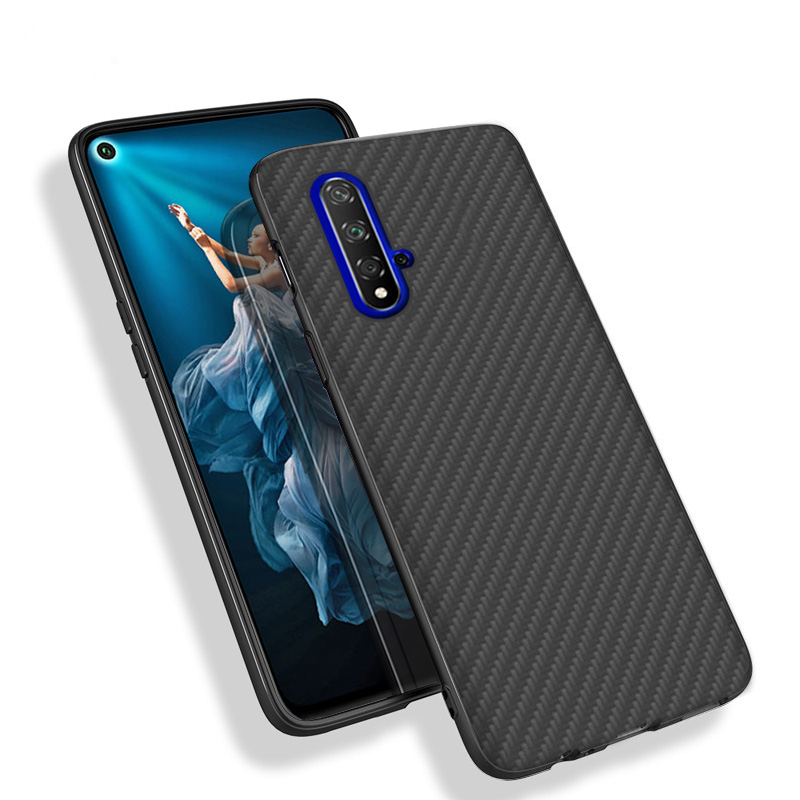 Matte Finish Carbon Fiber Textured Light Thin Shock Absorbing Bumper Skin hard case for Huawei honor 20
