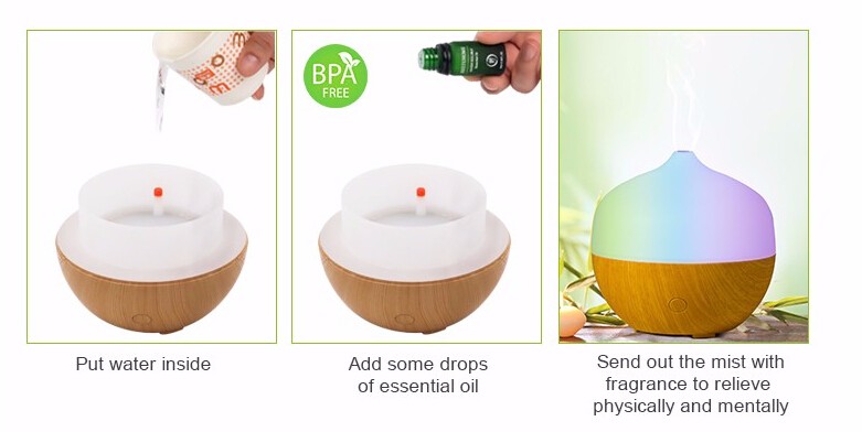 7 Colors Electric Aroma Humidifier Difusers for Essential Oils with CE FCC ROHS Certification