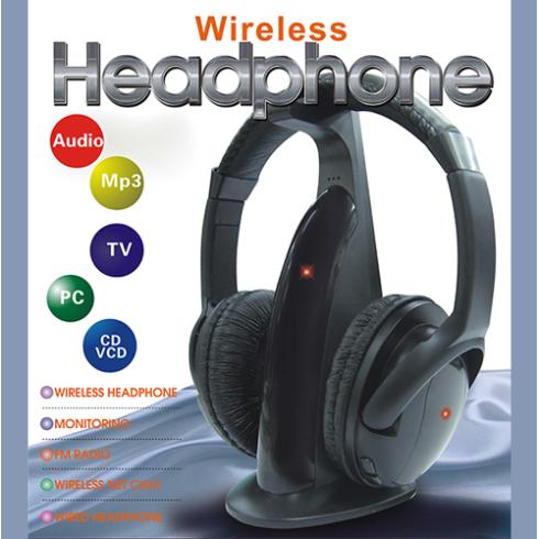 Multifunction 5 in 1 HiFi Wireless Headphone Earphone Headset Wireless Monitor FM Radio MP3 PC TV Audio Phones