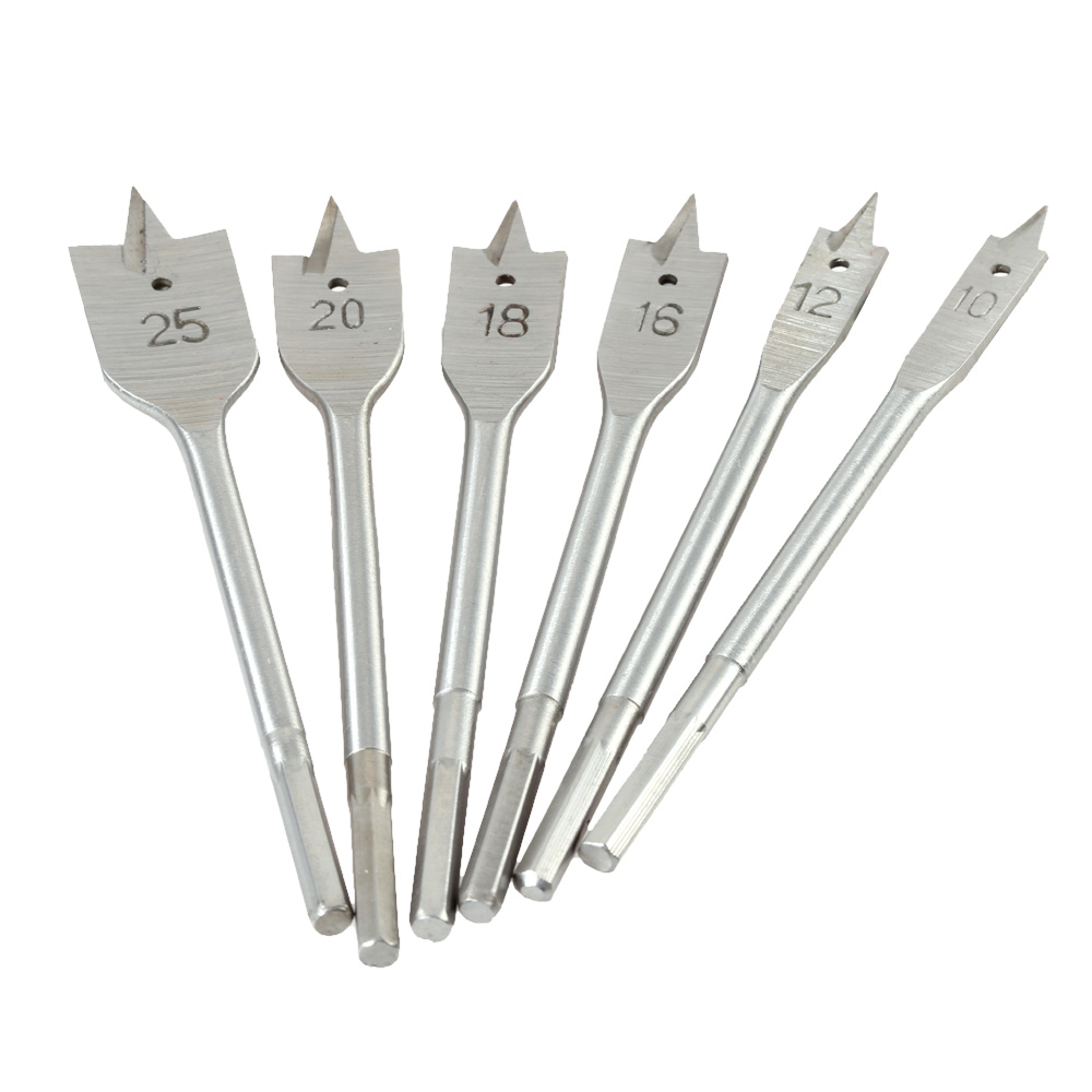 6pcs/set Woodworking Spade Drill Bits High-carbon Steel Wood Flat Drill Set 25mm Flat Drill Durable Woodworking Cutter Tool Sets