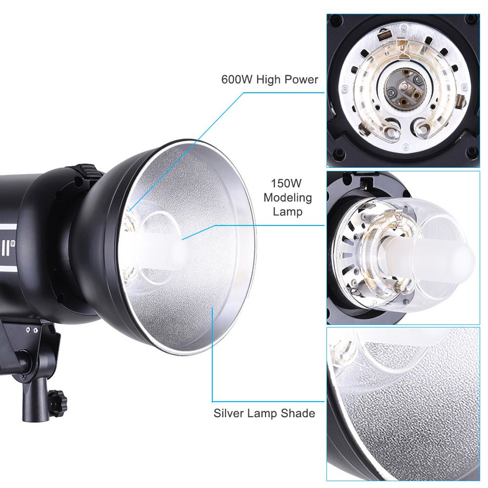 Studio Light Kit Set with Strobe Flash +Transmitter +Softbox + Door Kit + Snoot + Plate+ Honeycomb + Bag for Nikon DSLR Cameras