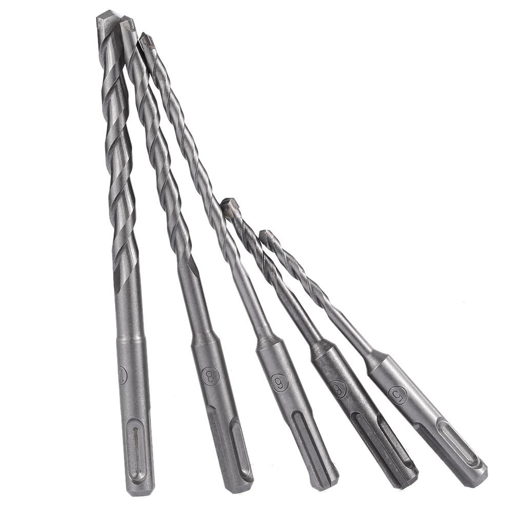 5pcs 2 Pits herramientas 2 Slots Rotary Hammer Drill Bit Set SDS Electric Hammer Drill Bit Set SDS-plus ferramentas furadeira