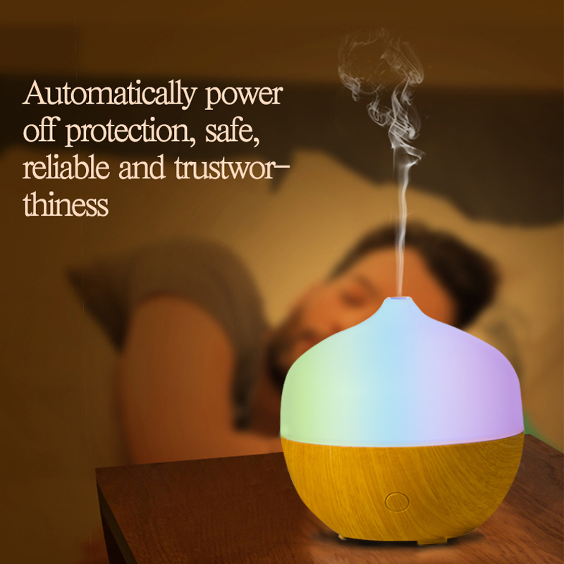 130ml Cool Mist Humidifier Ultrasonic Aroma Essential Oil Diffuser for Office Home Bedroom Living Room Yoga Spa - Wood Grain