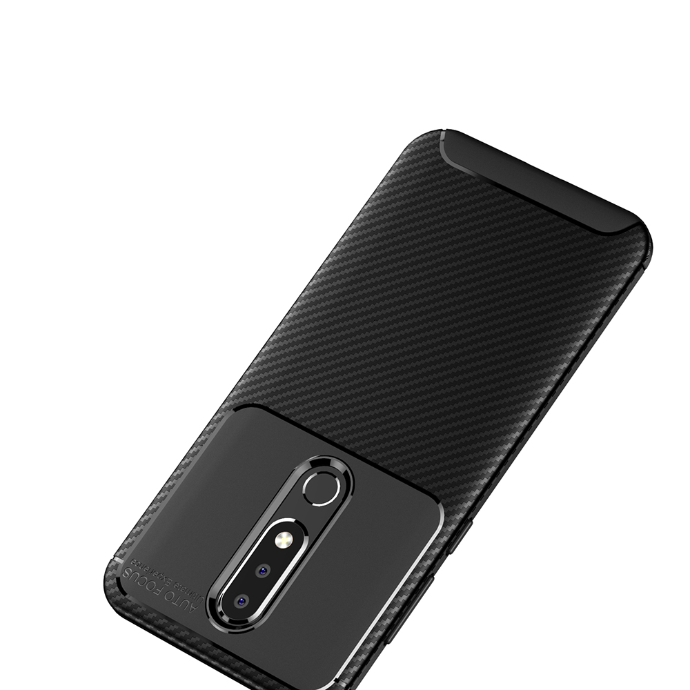 Carbon Fiber 360 Protective phone case For Nokia X6 TPU Silicone back cover case