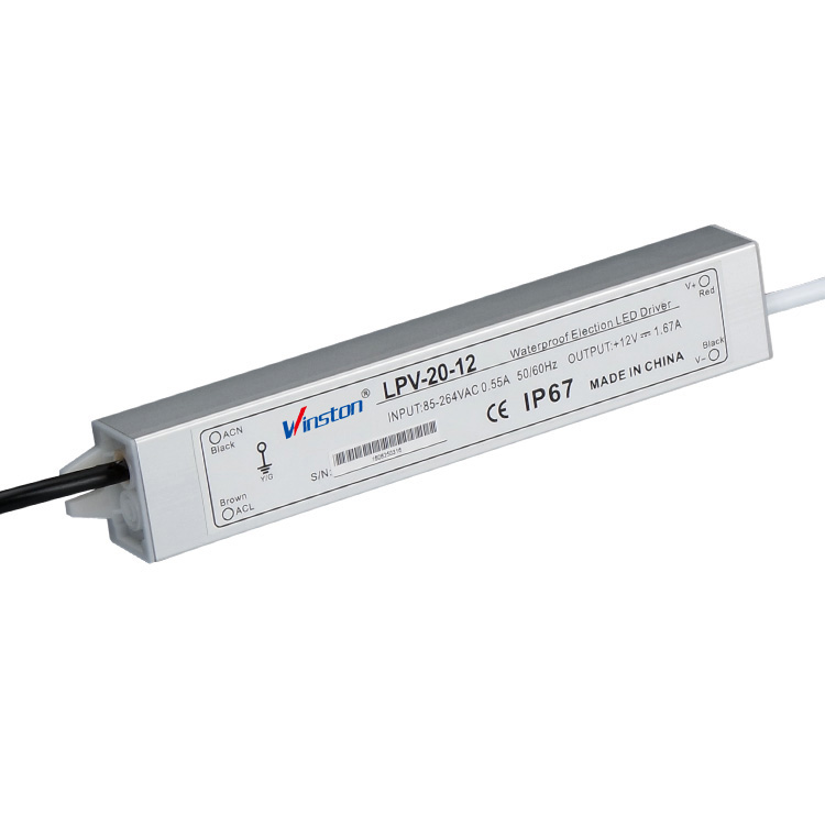 LPV-20 IP67 20W Led Driver 12V 24V Single Output Waterproof Power Supply