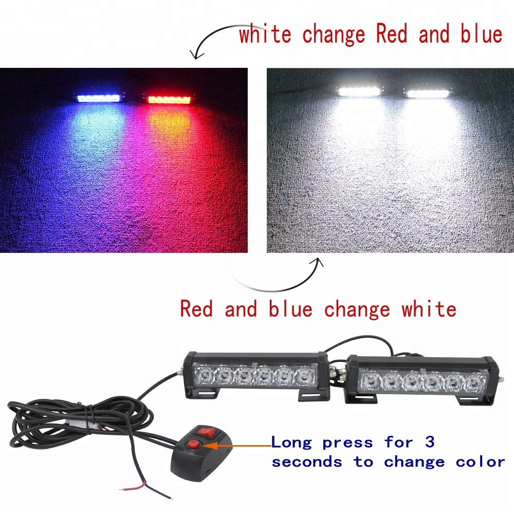 2 X 6 LED 9 Modes 2pcs 12v24V High Bright 12w CarWarning Light Car Styling External Emergency Strobe Light Flash
