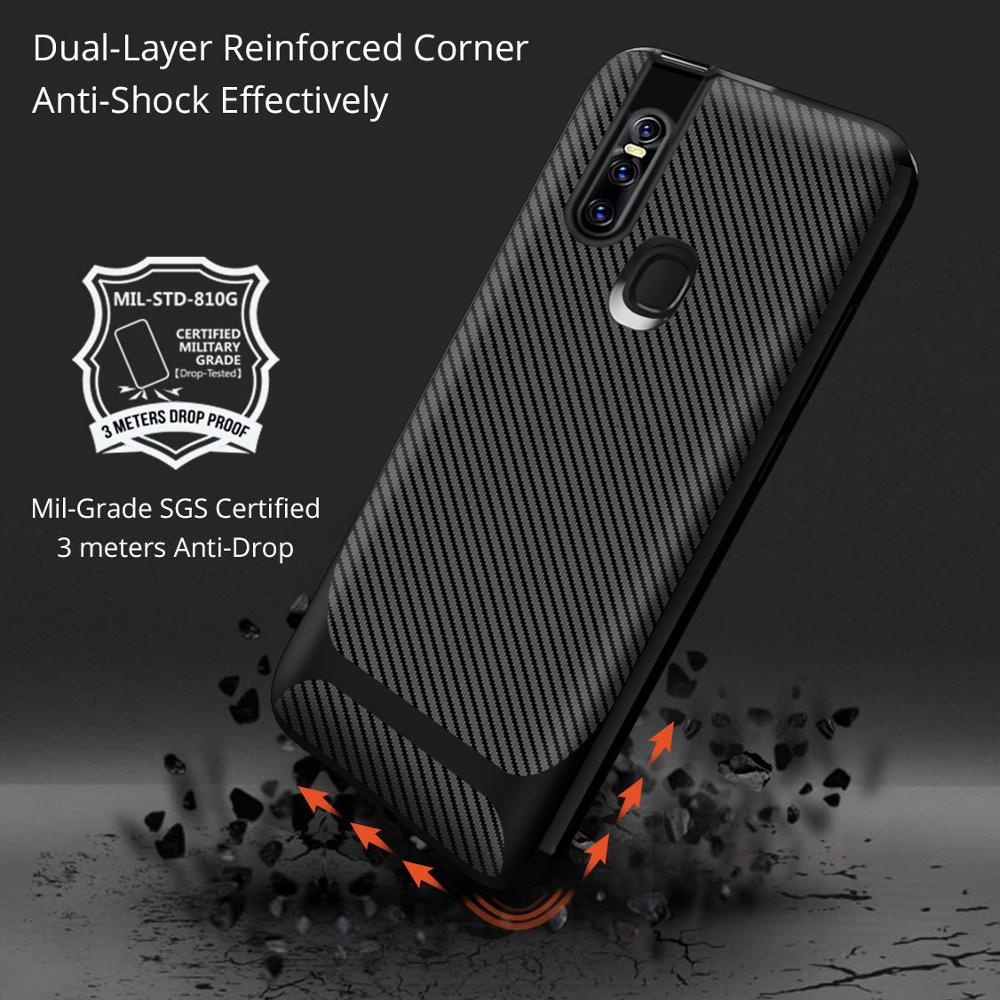 2019 New arrival Silicone carbon fiber phone case for Vivo V15 back cover