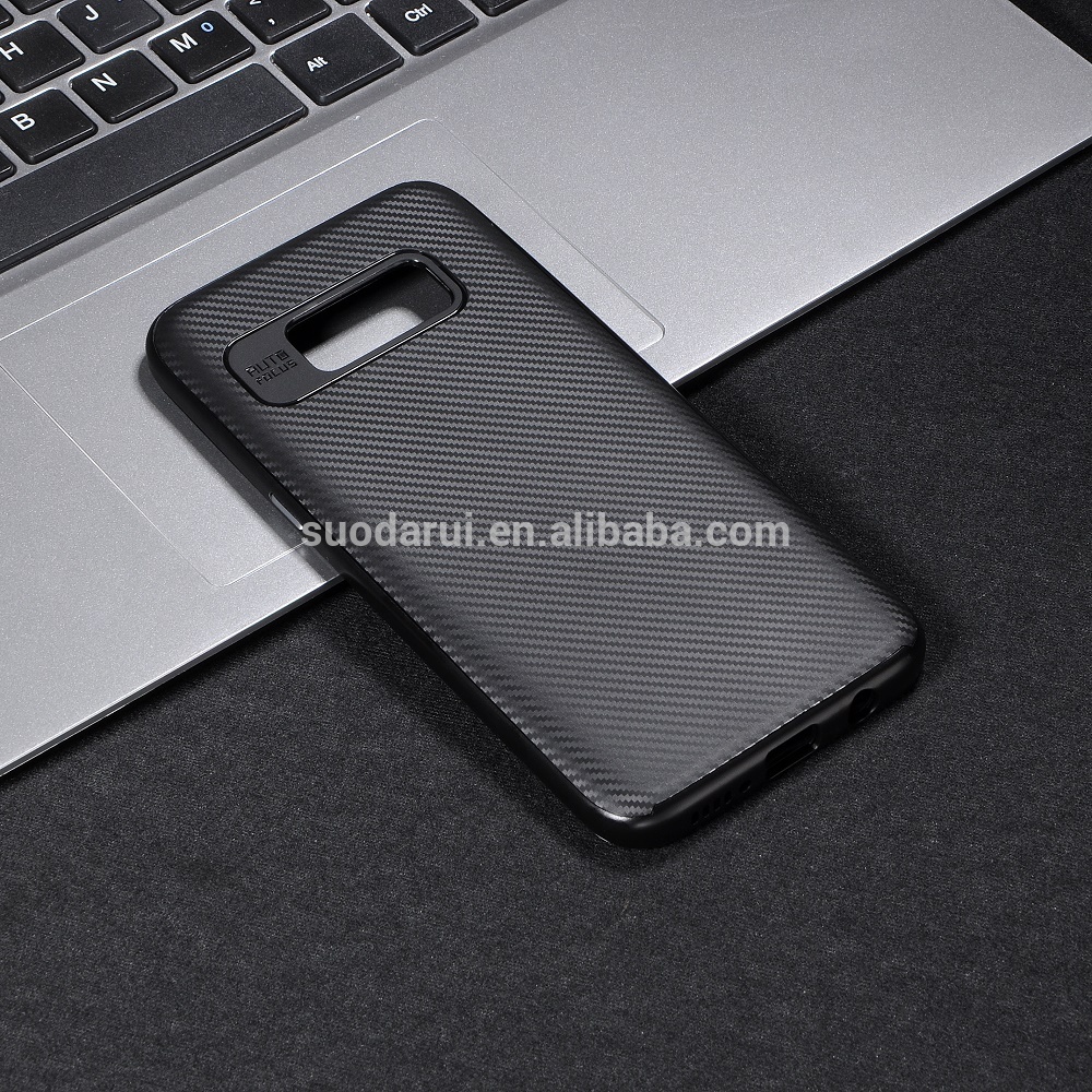 2 IN 1 Carbon Fiber TPU+PC Back Cover Case For Samsung Galaxy S8
