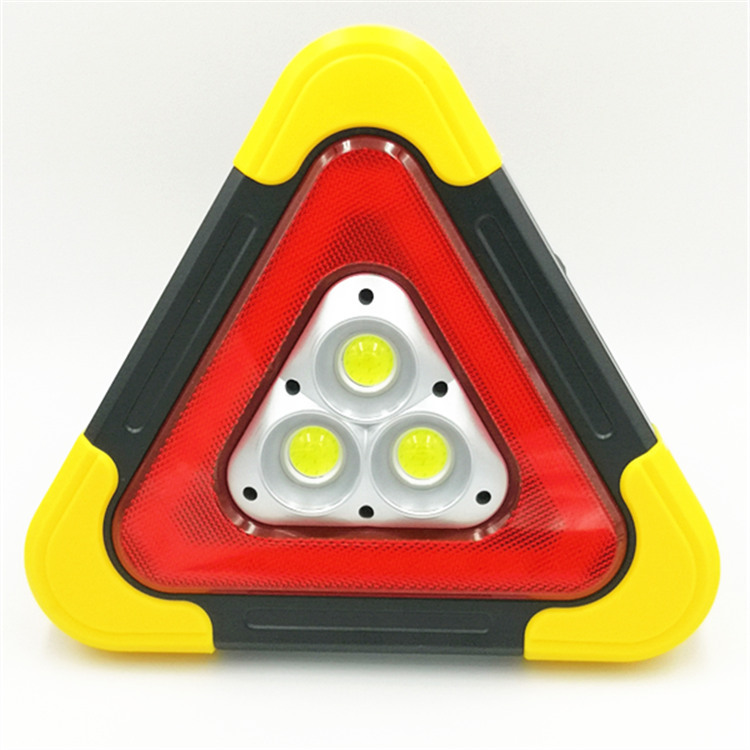 3 COB Multi-function Warning Work Light Rechargeable Car Emergency Triangular Lamp With Power Bank