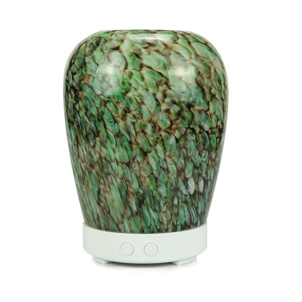 Green Vase Marble Glass 100ml Ultrasonic Cool Mist humidifier Whisper-Quiet Aroma Diffuser with Marvelous Light Effect