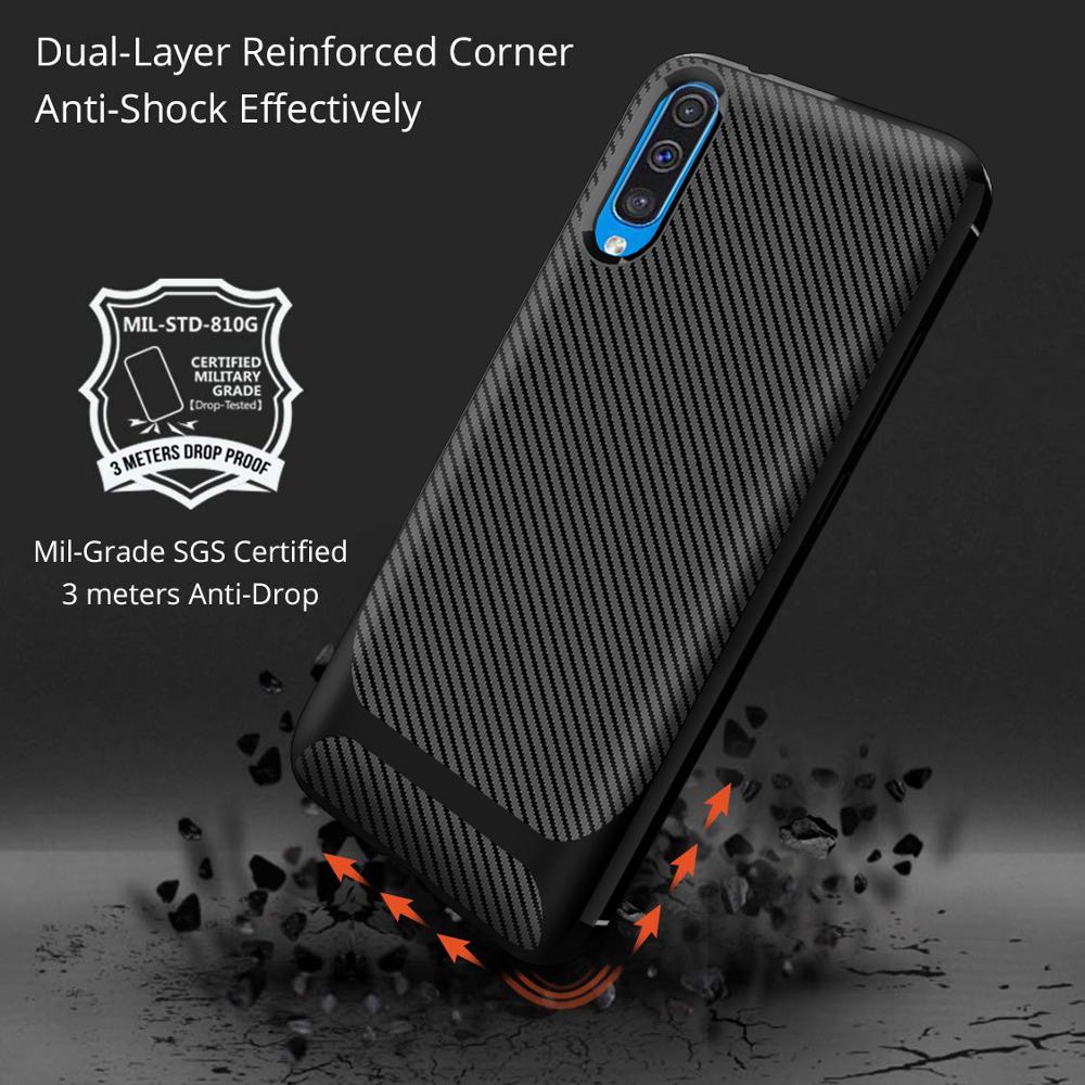 Carbon Fiber Silicon Back Cover For Samsung galaxy A50 Phone Case