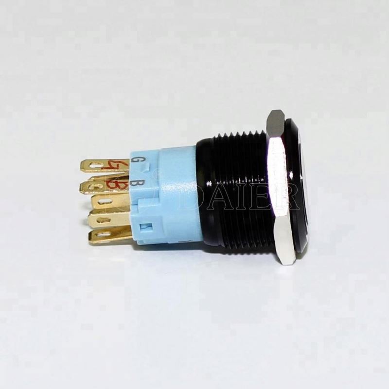19MM Flat Button Ring Illuminate Momentary Or Latching Waterproof IP67 Metal Push Button Station