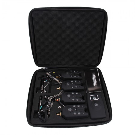 Set 4 PCS Wireless LED Fishing  Alarms Receiver for Carp Fish Black +Wiggler