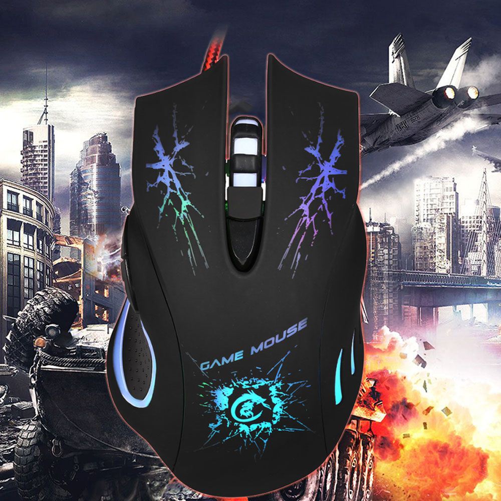 Adjustable 5500DPI/CPI 6D Button Optical Gaming Mouse Wired USB Wired Gaming Mouse 7 Color LED for Professional Mouse Gamer
