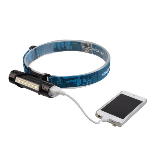 3W 6 LED USB Rechargeable LED Flashlight Headlamp Mobile Power Bank Running Headlamp Torch