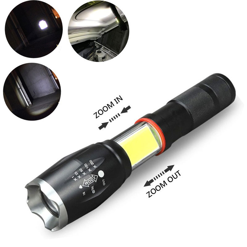 XML T6 LED COB Led Tactical Military Flashlight Lantern with Zoom 5 modes Flash Light