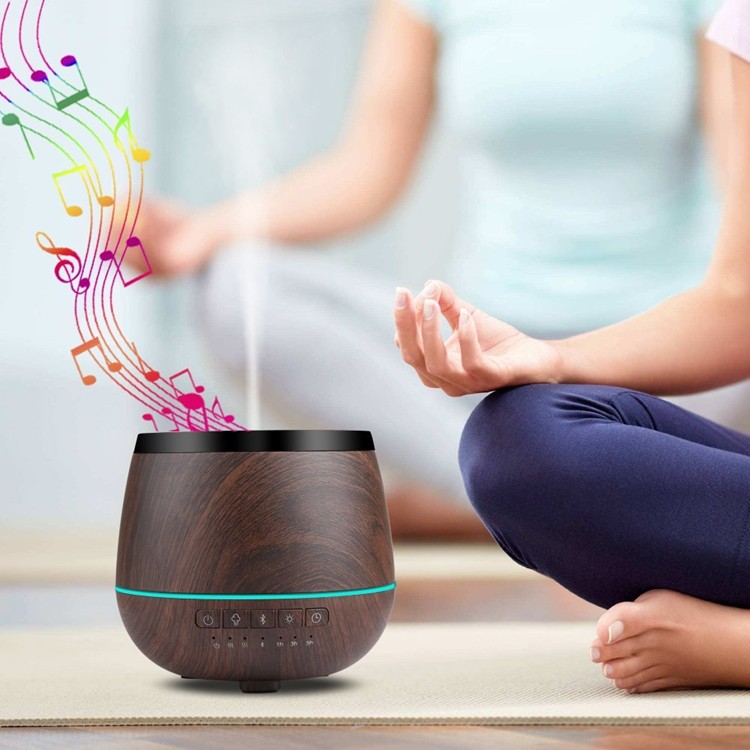 Bluetooth Speaker Aroma Diffuser,Music Aromatherapy Essential Oil Diffuser Ultrasonic Humidifier with 4 Colors LED,Auto Shut-off