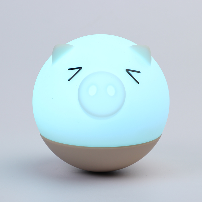 new products cute pink pig silicone led night light