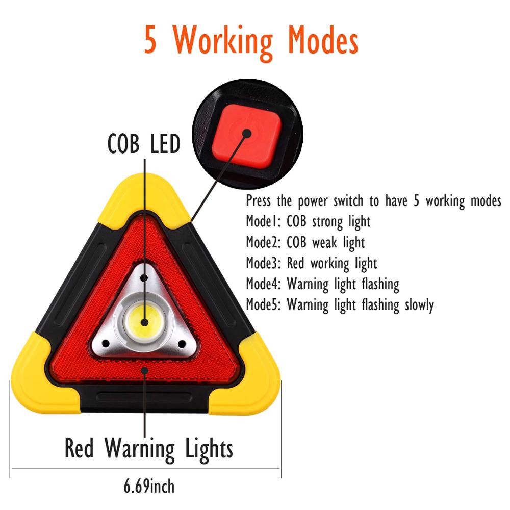 Triangle Emergency Rechargeable police road flash safety red strobe flashing car strobe traffic light solar led Emergency Lights