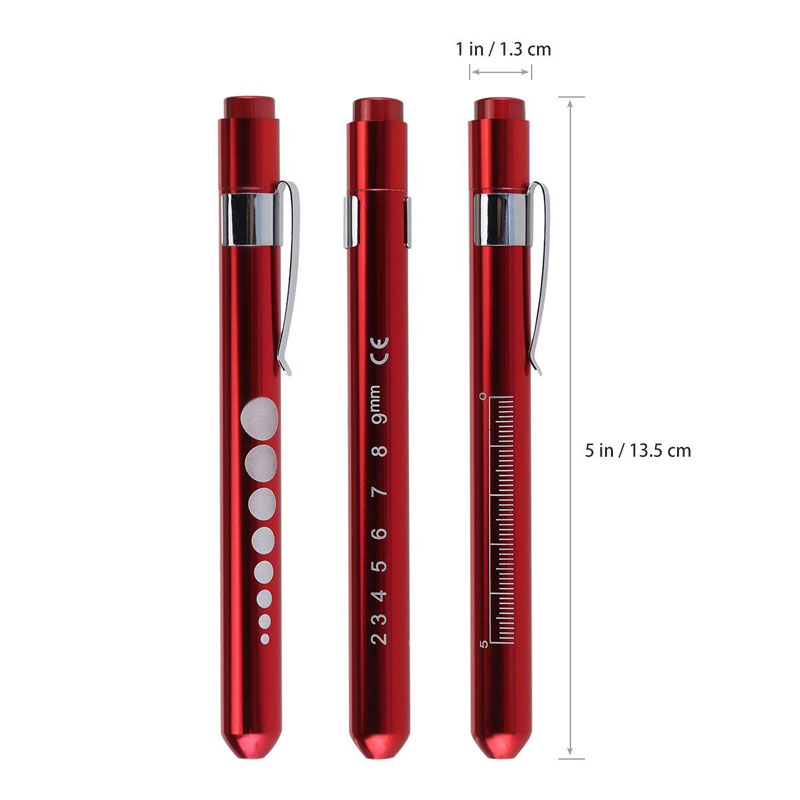 Hot sell Reusable Pen Light LED Penlight with Pupil Gauge Warm White Light for Nursing Doctors