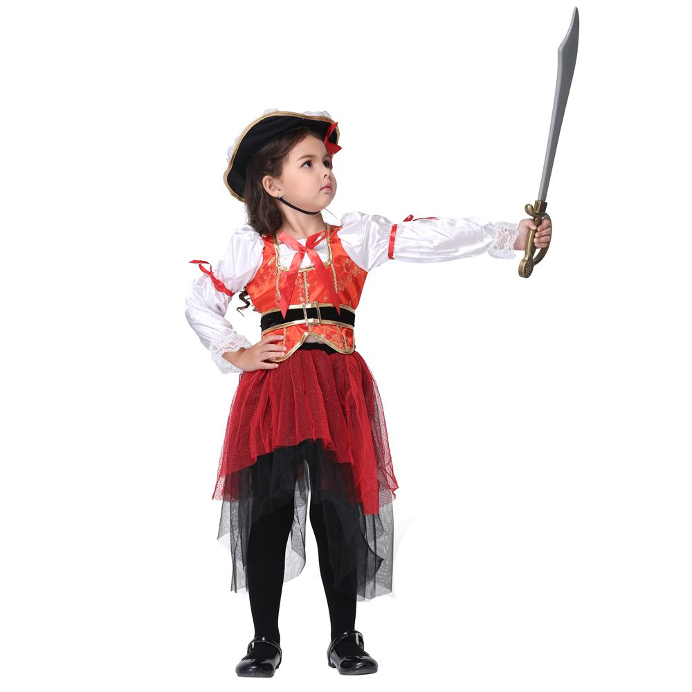 Halloween Cosplay Pirate Costume Princess Buccaneer Halloween Infantil Skirt Suit Cosplay Dance for Event & Party Supplies