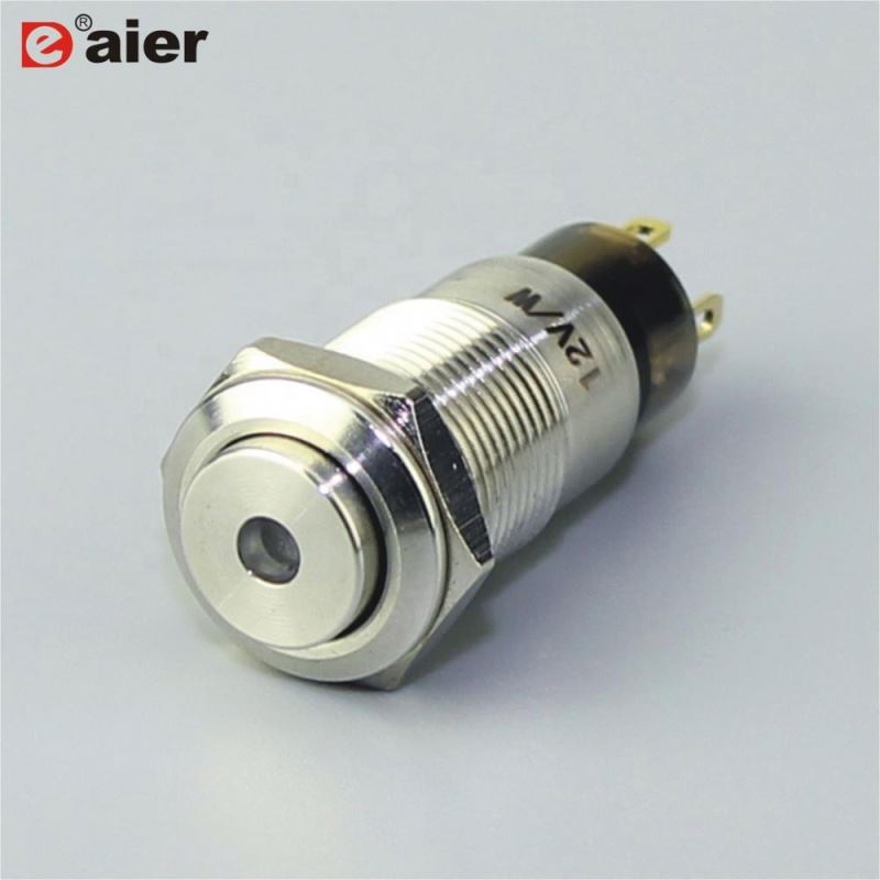IP67 Single Pole 4 Pin Dot Lighted 10mm Pushbutton Switch