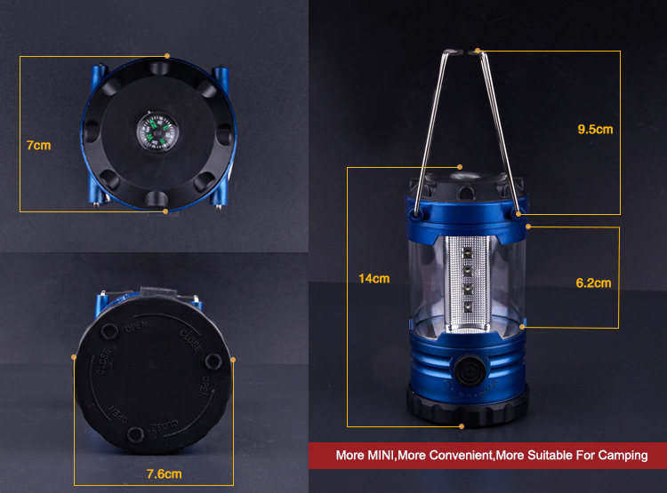 Outdoor Emergency  MINI LED Camping Light Multi-function Telescopic Portable Camping Lamp With Compass